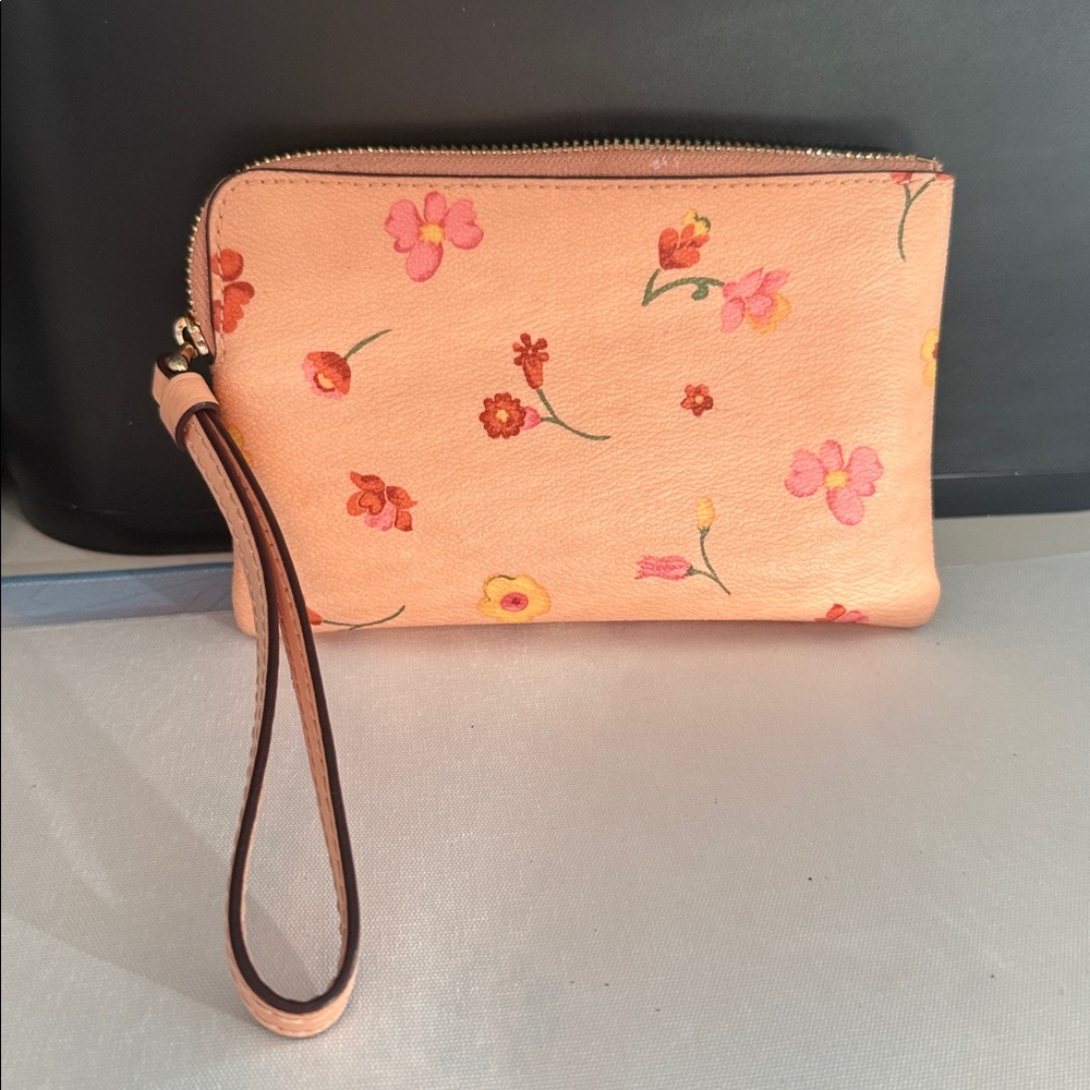 Coach Peach Floral Wristlet - Picture 2 of 7